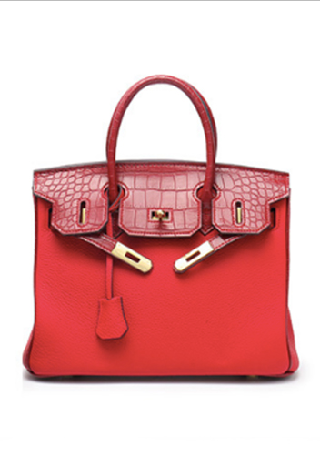 Tiger LyLy Brigitte Croc With Grain Leather Bag Red 10"