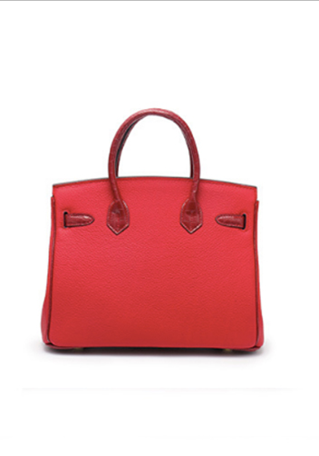 Tiger LyLy Brigitte Croc With Grain Leather Bag Red 10"