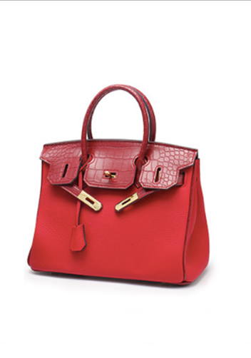 Tiger LyLy Brigitte Croc With Grain Leather Bag Red 10"