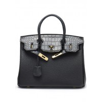 Tiger LyLy Brigitte Croc With Grain Leather Bag Black 12"