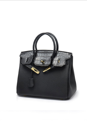 Tiger LyLy Brigitte Croc With Grain Leather Bag Black 12"