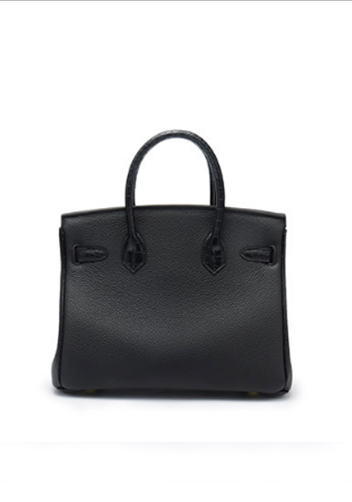 Tiger LyLy Brigitte Croc With Grain Leather Bag Black 12"