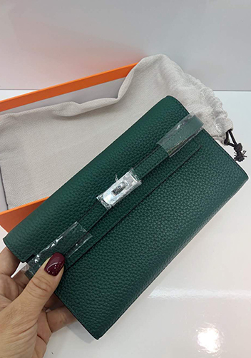 Tiger LyLy Brigitte Wallet Cowhide Leather Sliver Hardware Green