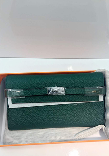 Tiger LyLy Brigitte Wallet Cowhide Leather Sliver Hardware Green