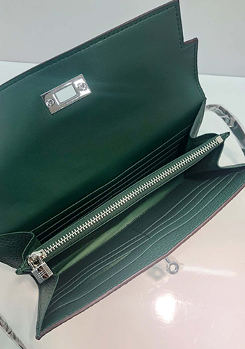 Tiger LyLy Brigitte Wallet Cowhide Leather Sliver Hardware Green