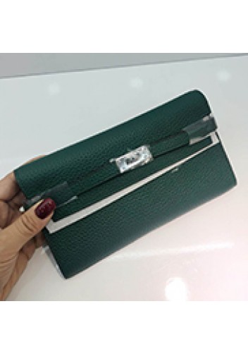 Tiger LyLy Brigitte Wallet Cowhide Leather Sliver Hardware Green