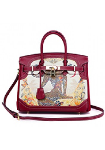 Tiger LyLy Brigitte Bag Painting Leather Burgundy 12