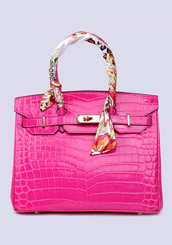 Tiger LyLy Brigitte Bag With Scarf Croc Leather Hot Pink