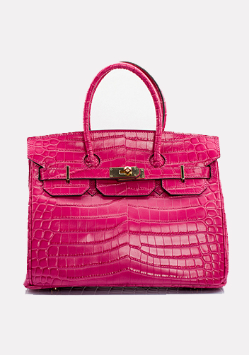 Tiger LyLy Brigitte Bag With Scarf Croc Leather Hot Pink