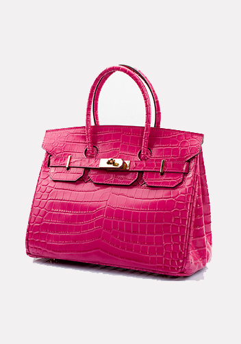 Tiger LyLy Brigitte Bag With Scarf Croc Leather Hot Pink