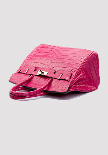 Tiger LyLy Brigitte Bag With Scarf Croc Leather Hot Pink