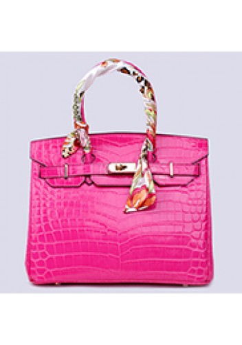 Tiger LyLy Brigitte Bag With Scarf Croc Leather Hot Pink