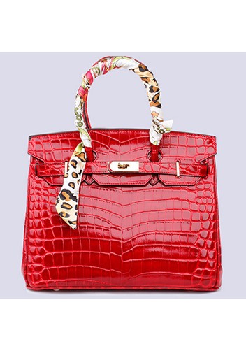 Tiger LyLy Brigitte Bag With Scarf Croc Leather Red