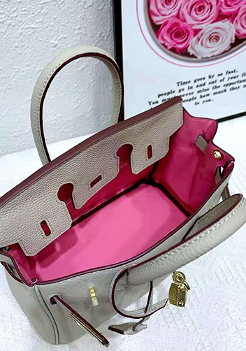 Tiger LyLy Brigitte Bag Leather With Gold Hardware Light Grey Pink 12