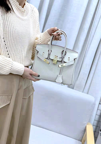 Tiger LyLy Brigitte Bag Leather With Gold Hardware Light Grey Pink 12