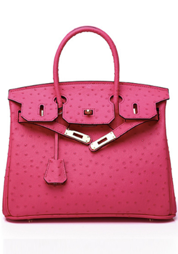 Tiger LyLy Brigitte Bag Ostrich Leather Hot Pink 14