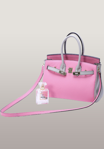 Tiger LyLy Brigitte Small Patchwork Leather Bag Pink Gery