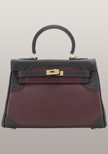 Tiger Lyly Garbo Laser Cut Leather Bag Black With Burgundy