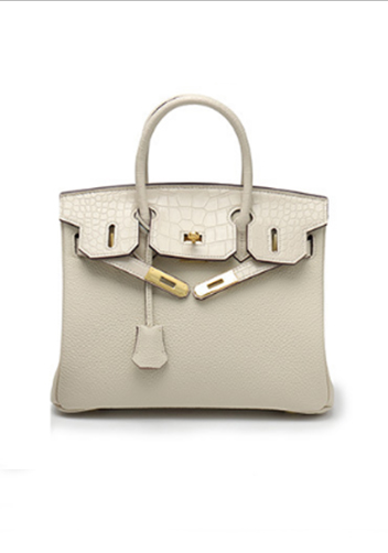 Tiger LyLy Brigitte Croc With Grain Leather Bag White 10"