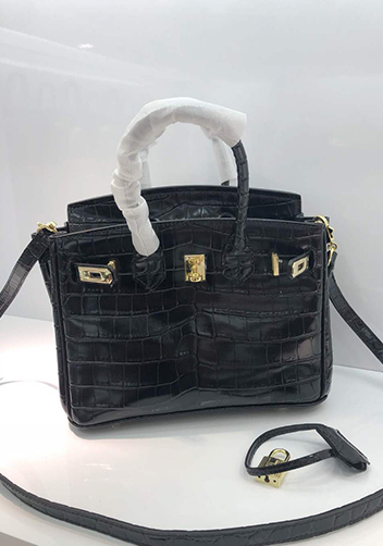 Tiger LyLy Brigitte Small Croc Leather Bag Black