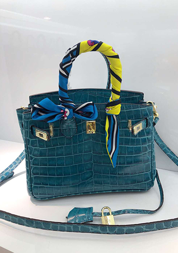 Tiger LyLy Brigitte Small Croc Leather Bag Blue