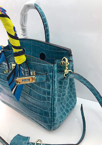 Tiger LyLy Brigitte Small Croc Leather Bag Blue