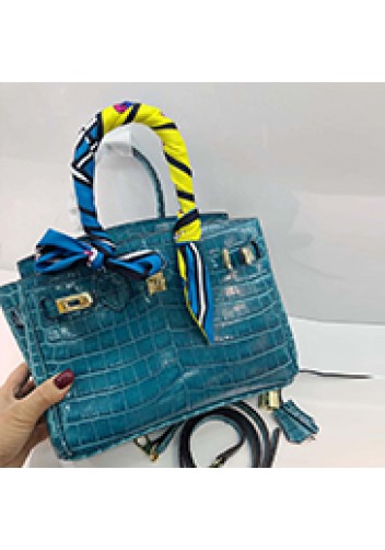 Tiger LyLy Brigitte Small Croc Leather Bag Blue