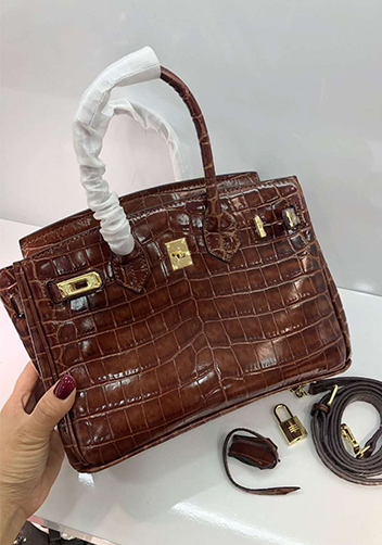 Tiger LyLy Brigitte Small Croc Leather Bag Brown