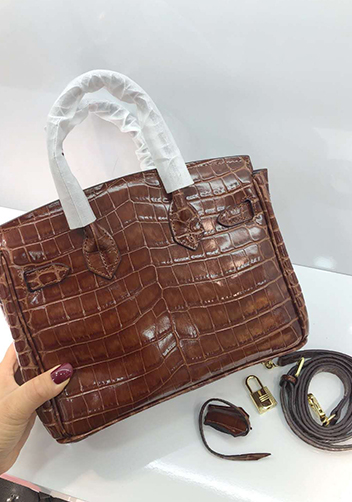 Tiger LyLy Brigitte Small Croc Leather Bag Brown