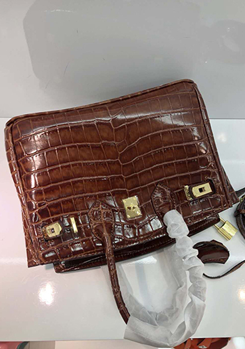 Tiger LyLy Brigitte Small Croc Leather Bag Brown