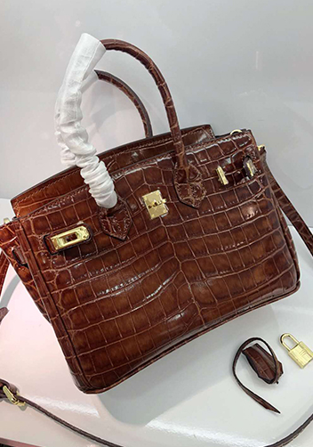 Tiger LyLy Brigitte Small Croc Leather Bag Brown