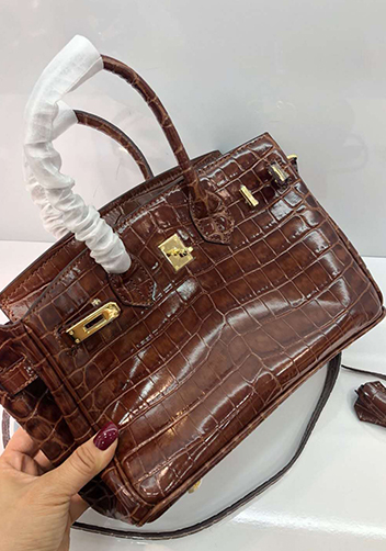 Tiger LyLy Brigitte Small Croc Leather Bag Brown