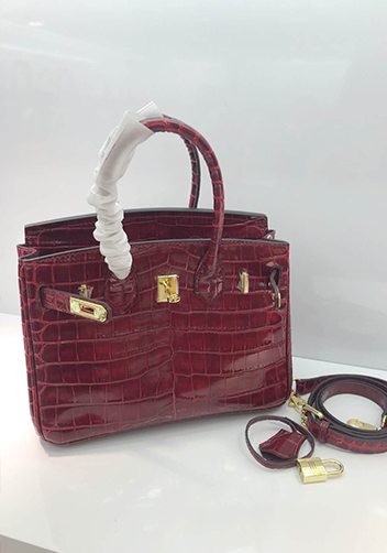 Tiger LyLy Brigitte Small Croc Leather Bag Burgundy