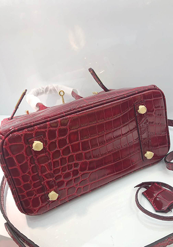 Tiger LyLy Brigitte Small Croc Leather Bag Burgundy