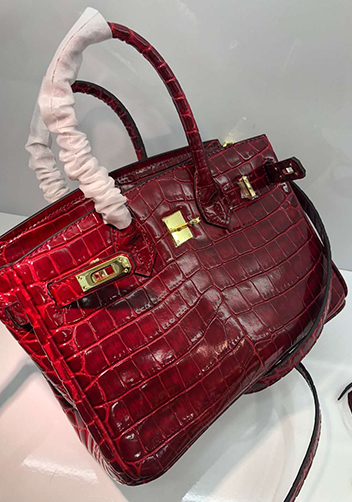 Tiger LyLy Brigitte Small Croc Leather Bag Burgundy