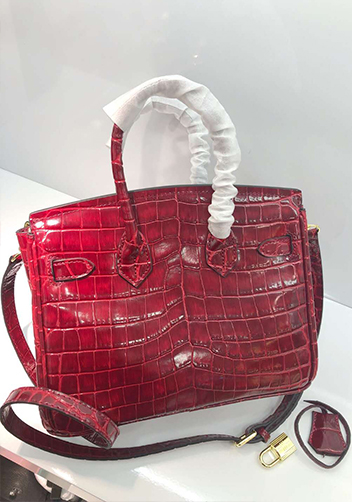 Tiger LyLy Brigitte Small Croc Leather Bag Burgundy