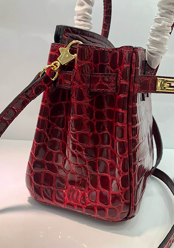 Tiger LyLy Brigitte Small Croc Leather Bag Burgundy