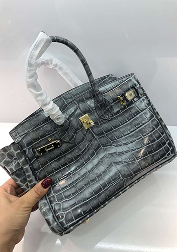 Tiger LyLy Brigitte Small Croc Leather Bag Grey