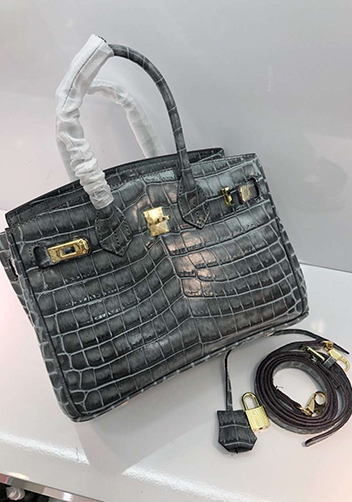 Tiger LyLy Brigitte Small Croc Leather Bag Grey