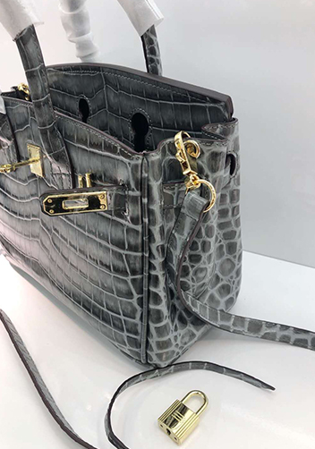 Tiger LyLy Brigitte Small Croc Leather Bag Grey