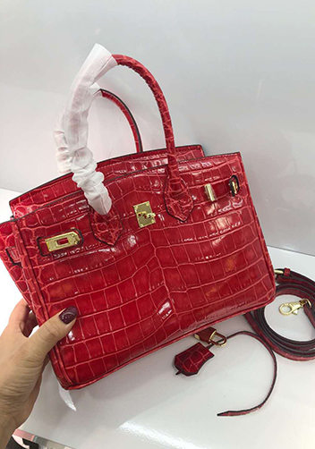 Tiger LyLy Brigitte Small Croc Leather Bag Red