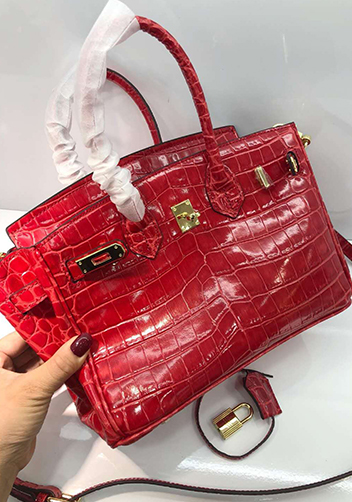 Tiger LyLy Brigitte Small Croc Leather Bag Red