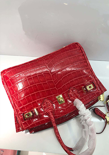Tiger LyLy Brigitte Small Croc Leather Bag Red