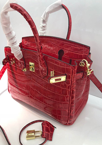 Tiger LyLy Brigitte Small Croc Leather Bag Red