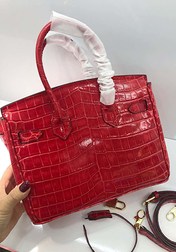 Tiger LyLy Brigitte Small Croc Leather Bag Red