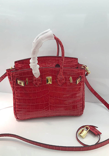 Tiger LyLy Brigitte Small Croc Leather Bag Red