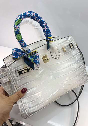 Tiger LyLy Brigitte Small Croc Leather Bag White