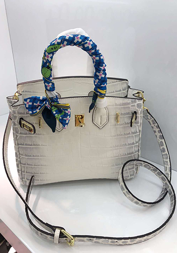 Tiger LyLy Brigitte Small Croc Leather Bag White