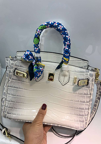 Tiger LyLy Brigitte Small Croc Leather Bag White