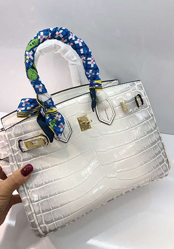 Tiger LyLy Brigitte Small Croc Leather Bag White